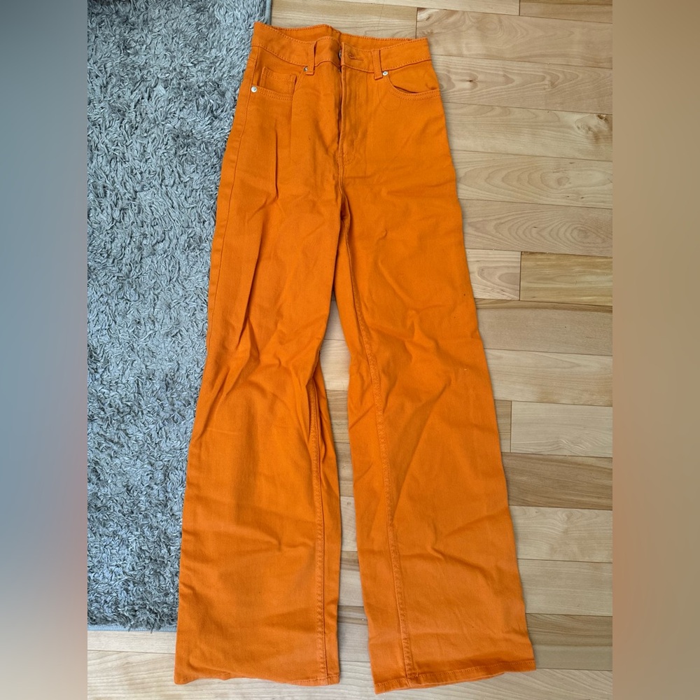H&M Divided orange high rise mom jeans